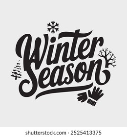 Winter season with minimal Objects about Winter around it, Winter December, snowman, flakes, tree, snow design for cold season poster written text