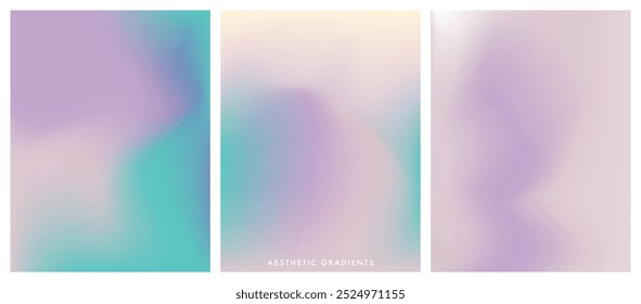 Winter season purple, turquoise pastel colored vertical vector banner. Aesthetic sky set. Blurred sky gradient background. Simple soft light backdrop. Gradient template design for poster, social post