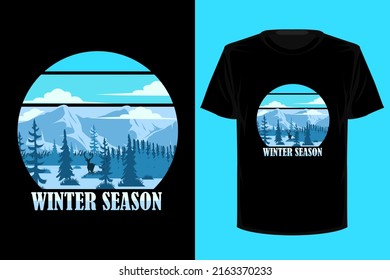 Winter season retro vintage t shirt design