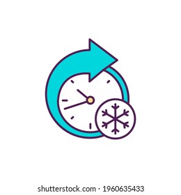 Winter season RGB color icon. Freezing, plunging temperatures. Seasonal influenza. Coldest year time between autumn and spring. Flu outbreaks. Cold, icy weather. Isolated vector illustration