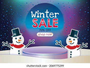 winter season sale special offer sale product display and background