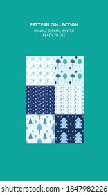 Plantilla de conjunto de fondo de patrón sin interrupciones de la temporada de invierno lista para usar el vector de diseño