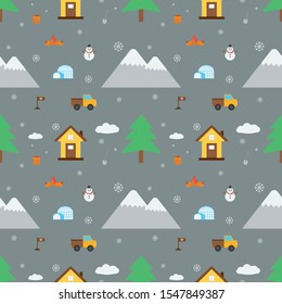 Winter season seamless pattern. Holiday cartoon vector. Winter season background.