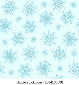 Winter season seamless pattern with snowflakes.
