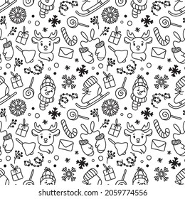 winter season seamless Vector pattern. christmas and winter elements