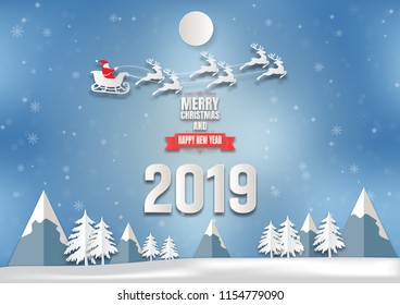 Winter season with snowflake and santa. Vector illustration of Merry Christmas