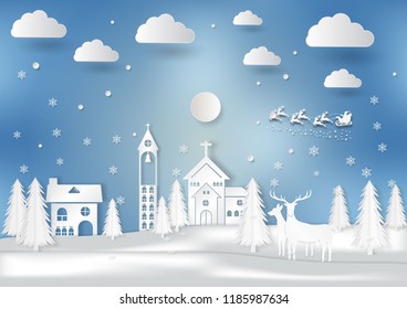 Winter season with snowflake and santa. Vector illustration of Merry Christmas