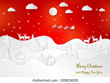 Winter season with snowflake and santa. Vector illustration of Merry Christmas