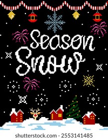 Winter season, snowing in town, Reindeer happiness, season snow, Christmas craft design, winter festive, holiday greeting, New Year party, Christmas decoration, cute pattern, New Year card, fashion.