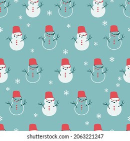 Winter Season and Snowman Vector Graphic Silhouette Seamless Pattern can be use for background decoration and apparel design