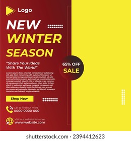 Winter season social media facebook post | Realistic christmas season celebration with instagram stories instagram and facebook post template | Merry christmas theme banner or square flyer template