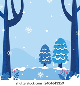 Winter season square background illustration