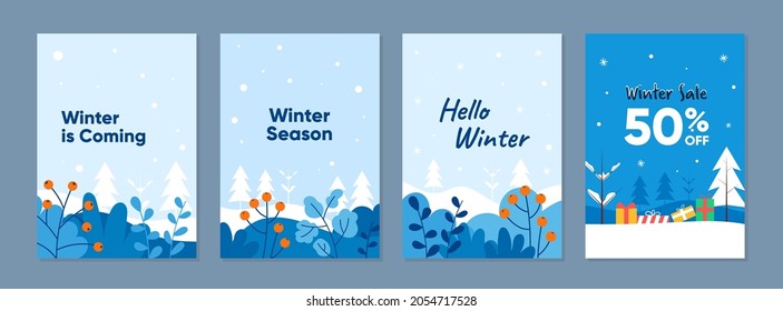 Winter Season templates set. Able to use for banner promotion sale, cover designs, brochures, flyers, poster, presentations, leaflet, magazine.