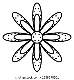 Winter season themed snowflake. Winter elements for greeting cards, posters, stickers and seasonal design. New Year. Christmas decor. Isolated snowflake on white background