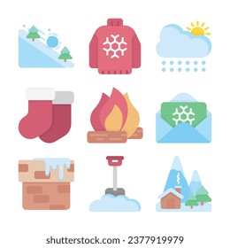Winter Season Vector Color Elements and Icons