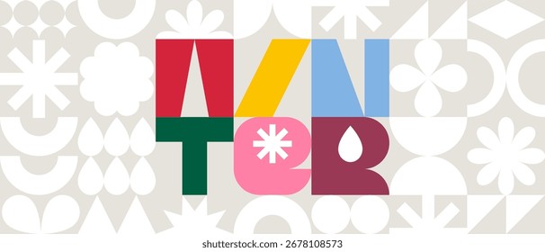 Patrón moderno del Vector de la temporada de invierno. Fondo geométrico Abstractas en estilo Bauhaus. Plantilla de ilustración moderna. Winter Festiva Post