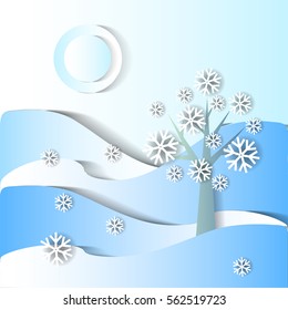 Winter season. vector stylized image. symbolic landscape