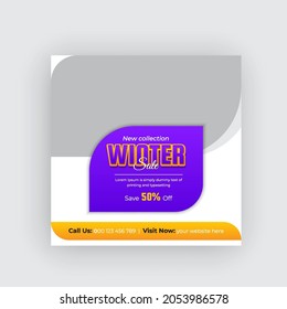 Winter season Weekend sale social media post web banner and social media cover design