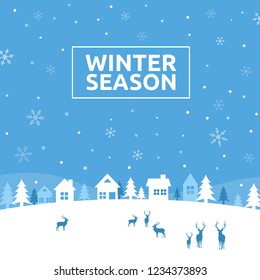 Winter Season, Wintertime Design Background, Vector Illustration