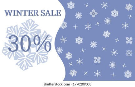 Winter seasonal sale discount marketing design layout. Snowflake theme design. Banner 2