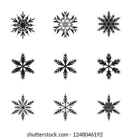 Winter set of black isolated nine icon. Vector Illustration.