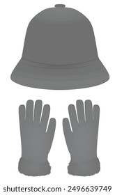 Winter set, cap and gloves, vector