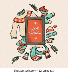 Winter Set Essentials with Board In The Middle Hello Winter