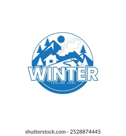 winter set in logo design, winter mountain 