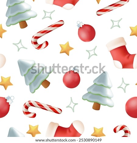 Winter set new year Сhristmas snowflakes star sock Santa Claus hat Christmas tree candy star seamless pattern. Merry christmas bacground isolated icon design banner postcard card ornate