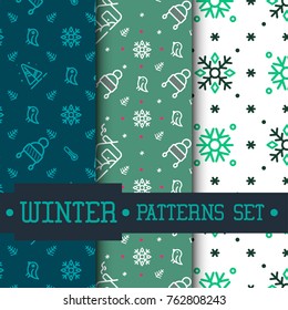 Winter. Set  patterns. Pattern is suitable for posters, postcards, fabric or wrapping paper. Eps 10