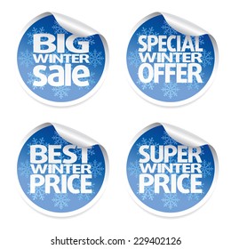  Winter set sale stickers ,vector