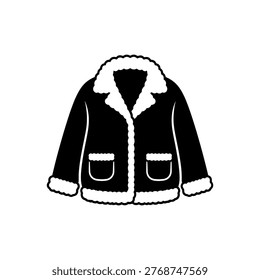 Winter Shearling Jacket Icon Isolated On White Background 