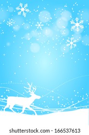 Winter shine blue background with deer