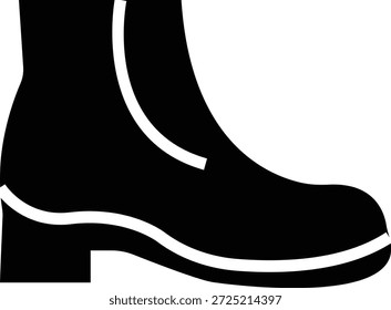 Ícone de sapato de inverno, representando calçado de tempo frio para neve e uso ao ar livre. Ideal para moda, design sazonal, uma silhueta sólida, comércio eletrônico, aplicativos, web, infográficos e projetos de varejo.