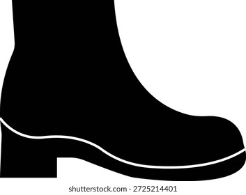 Ícone de sapato de inverno, representando calçado de tempo frio para neve e uso ao ar livre. Ideal para moda, design sazonal, uma silhueta sólida, comércio eletrônico, aplicativos, web, infográficos e projetos de varejo.