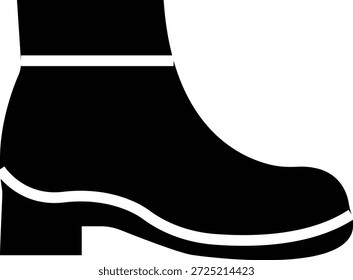 Ícone de sapato de inverno, representando calçado de tempo frio para neve e uso ao ar livre. Ideal para moda, design sazonal, uma silhueta sólida, comércio eletrônico, aplicativos, web, infográficos e projetos de varejo.