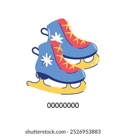 winter shoes doodle vector outline Sticker. EPS 10 file