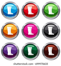 Winter shoes set icon isolated on white. 9 icon collection vector illustration