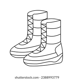 Winter shoes. Vector illustration in doodle style. Isolated on white background.