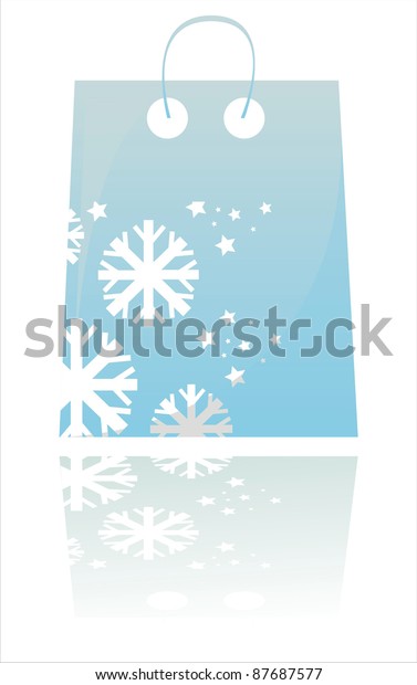 Winter Shopping Bag Decorated Snowflakes Stock Vector Royalty