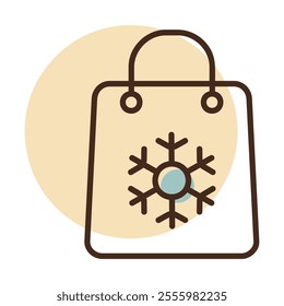 Winter shopping bag vector icon. Winter sign. Graph symbol for event and holiday web site and apps design, logo, app, UI