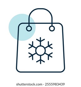 Winter shopping bag vector icon. Winter sign. Graph symbol for event and holiday web site and apps design, logo, app, UI