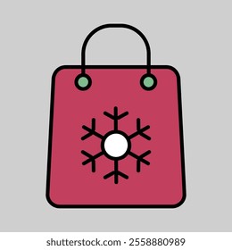 Winter shopping bag vector icon. Winter sign. Graph symbol for event and holiday web site and apps design, logo, app, UI