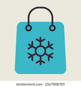 Winter shopping bag vector icon. Winter sign. Graph symbol for event and holiday web site and apps design, logo, app, UI