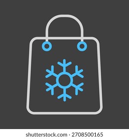 Winter shopping bag vector on dark background icon. Winter sign. Graph symbol for event and holiday web site and apps design, logo, app, UI
