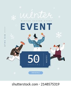 Winter shopping event illustration. Banner. Pop-up