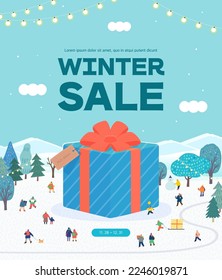 Winter shopping event illustration. Banner. Pop-up