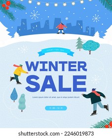 Winter shopping event illustration. Banner. Pop-up