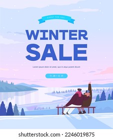 Winter shopping event illustration. Banner. Pop-up