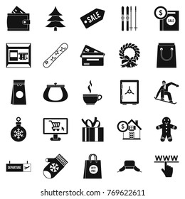 Winter shopping icons set. Simple set of 25 winter shopping vector icons for web isolated on white background